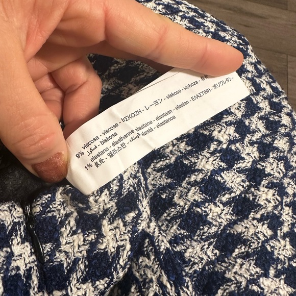 NWT ZARA Blue Buttoned Houndstooth Pants Size: M - Picture 10 of 11